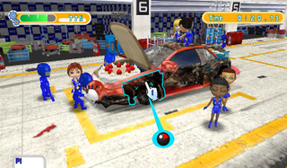 Illustration for article titled Pit Crew Panic – Girls in Miniskirts Fixing Giant Toilets